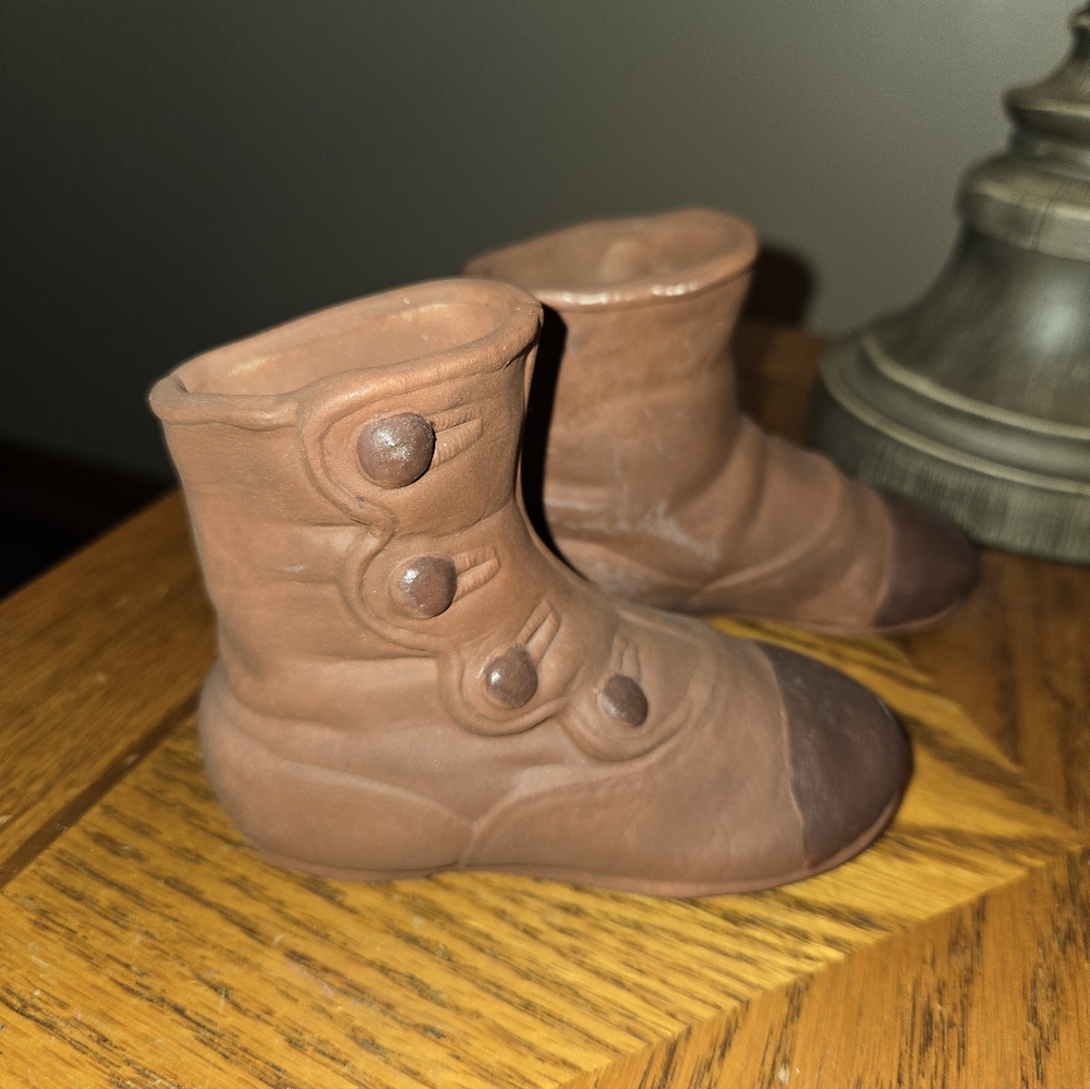 Ceramic Baby Shoe, Victorian Style, Pencil Holder Or Vase.